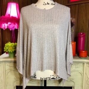Zara Trafaluc Ribbed Gray Cape/ Poncho Top